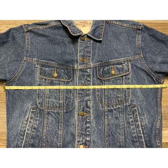 Vintage Wrangler Rugged Wear Denim Jacket Mens Large Button-Up Blue Jean Collar - Picture 7 of 13